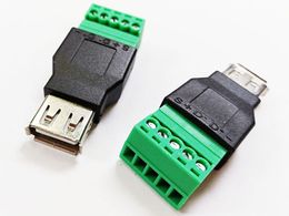 High Quality Computer Connectors, USB 2.0 A Female Plug to AV Terminal Connector Adapter/10PCS