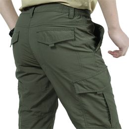 Men lightweight Breathable Quick Dry Pants Summer Casual Army Military Style Trousers Tactical Cargo Waterproof 210715