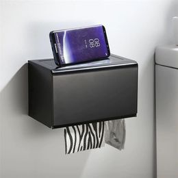 Double Outlet Waterproof Wall Mount Toilet Paper Holder Shelf Bathroom Tissue Tray Roll Tube Storage Box 210720