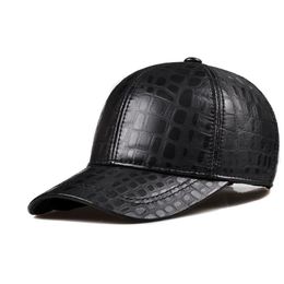 Berets 2021 Genuine Leather Baseball Cap Men Black Cowhide Hat Snapback Male Adjustable Autumn Winter Real Peaked Hats