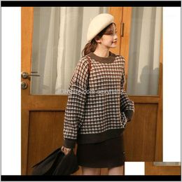 Sweaters Clothing Apparel Drop Delivery 2021 Womens Houndstooth Print Knitted Autumn Winter Pullover Female Casual Geometric Lady Warm Loose