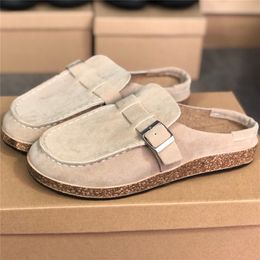 2021 Summer Women Scuffs Booties Round Toe Fashion Flat Leather Sandal 5 Colours Beach Slipper Womens Casual Shoes big size 35-43 W2