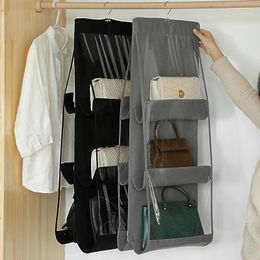 Storage Bags 6 Grids Purse Hanger Wardrobe Clothes Underwear Organizer Box Wall Hanging Holder Shelves Closet Stand