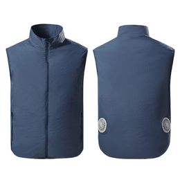 Men Summer USB Fan Cooling Vest Air Conditioning Clothes Sleeveless Jacket Pleasantly Cool Fishing Vests 211104