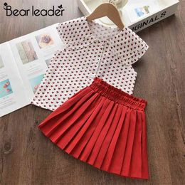 Kids Girl Dresses Summer Girls Party Polka Dot Casual Outfits Children Clothing Suits for 3 7Y 210429