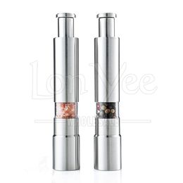 Stainless Steel Thumb Push Pepper Mill Portable Manual Salt Grinder Spice Sauce Muller Grinders Stick Kitchen Tools Free DHL YL0347