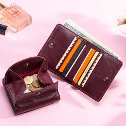 Wallets Women's Wallet Female Genuine Leather Card Holder Small Minimalist Womens And Purses Key Organizer Mini Passport Cover