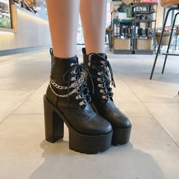 Botas Altas Negras Cadenas Mujer Oferta Online | DHgate.com