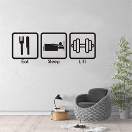 Wall Stickers Eat Sleep Gym Decal Sticker Creative Waterproof Art Removable Decor Health Inspirational