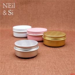 50g Empty Aluminum Jar Cosmetic Lip Balm Batom Cream Bottle White Silver Gold Pink Metal Container Free Shippinggood qtys