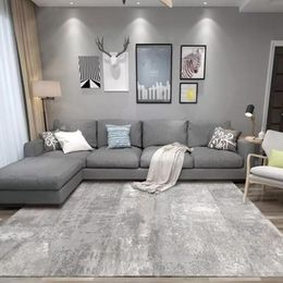 Modern Abstract Minimalist Carpet Black and White Ink Painting Printed Felt-like Living Room Bedroom Floor Mat 210317