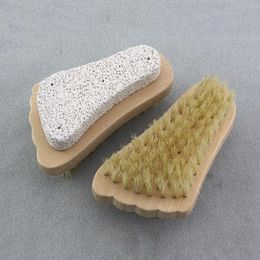 Natural Bristle Brush Foot Brushs Exfoliating Dead Skin Remover Pumice Stone Feet Brush Wooden cleaning Brush Shower Spa