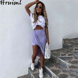 Skirt Summer Solid High Waist Asymmetrical Hem Skirts Womens Ruched Casual Elegant Office Party Club Woman Ropa Mujer 210513