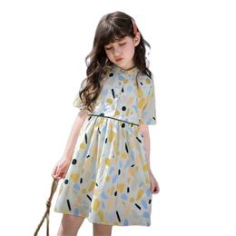Girls dress children skirt style western princess loose short-sleeved floral summer P4544 210622