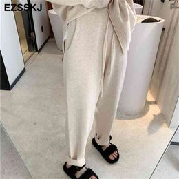 Granny autumn winter thick sweater pants s harem women warm loose sport trousers casual streetwear 210915