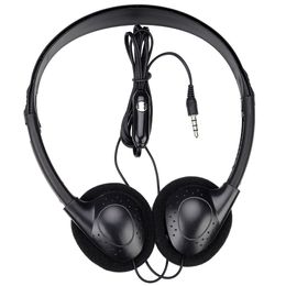 Black 3.5mm Headphones Headset with Microphone Wired Earphone for Mobile Phone PC Computer School Kids