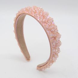 Hair Clips & Barrettes Fashion Rhinestones Headband Women Tiara Crystal Pink Beads Jewellery Bridal Hairband Party Luxury Headbands Accessorie