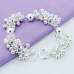 Silver Grapes More Beads Charm Bracelets Jewellery For Fashion Women Wedding Engagement Gift