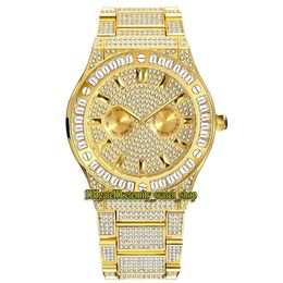 MISSFOX eternity V316 Hip hop Fashion Mens Watches CZ Diamond inlay Dial Quartz Movement Men Watch Iced Out Big Diamonds Bezel Alloy Case Gold Bracelet