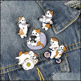 Pins Brooches Jewelry Cute Cat Bike Enamel Pin For Women Girl Fashion Accessories Metal Vintage Pins Badge Wholesale Gift Drop Delivery 202