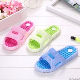 Slippers Ladies Summer Leisure Candy Color Flat Bottom Non-slip Thick Men Jelly Bathroom Shoes Soft W