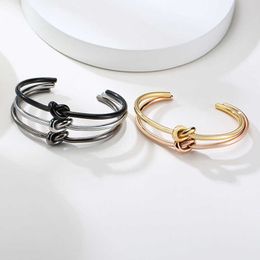 Modyle Trendy Round Circular Open Knot Cuff Bangle Bracelets for Women Elegant Gold Colour Jewellery Noeud Armband Pulseiras Q0719