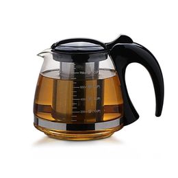 Creative Design Glass Teapot 750ml &1200ml Fashion for Flower with Removable Steel Infuser Philtre Kettle 210621