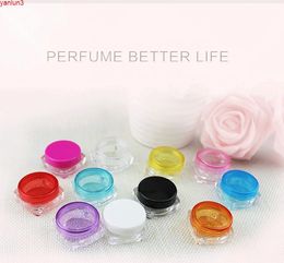 100pc/lot 3g 5g Plastic Cosmetic Jar Empty Lotion Container Test Box Refillable Eyecream Simple Colourful Capgood qty