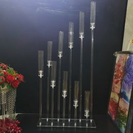 Acrylic Candelabra All Clear Candle Holders Wedding Candlesticks Table Centrepieces Flower Stand Holder Big Candelabrum senyu570