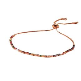 Copper micro-inlaid Colour zircon bracelet female basic chain fashion simple bracelet adjustable pull bracelet