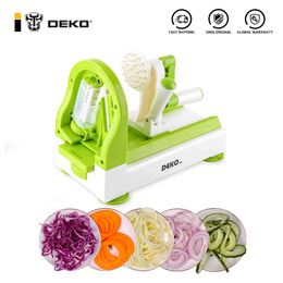 DEKO Manual Fruit Vegetable Cutter Carrot Potato Spiralizer Slicer Salad Noodle Spaghetti Pasta Maker Kitchen Accessories 210326