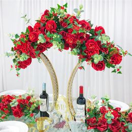 Decoration Gold Arch Stand Road Lead Wedding Table Centrepiece Flower Rack For Event Party Decoration senyu701