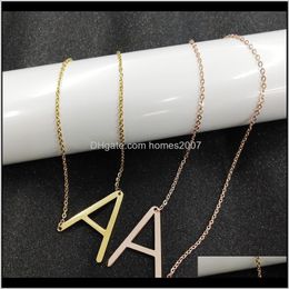 Necklaces & Pendants Jewelry3 Colors Initial Necklace For Women Letter Pendant Rose Gold Chain Stainless Steel Jewelry Old English Font Charm