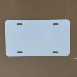 Supplies Sublimation License Plate 12*6inch Thermal Transfer Printing Aluminum Alloy White Blank Sheet 4 Holes Plates by sea LLB13364