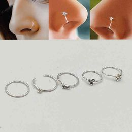 925 Sterling Silver mixed design Hoop Nose Ring Septum Lip Rings Helix Conch Cartilage body Piercing Jewellery 20pcs/pack