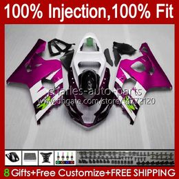 Injection Mould Fairings For SUZUKI Rose white GSXR600 GSXR750 GSXR-750 K4 04 05 43No.110 GSXR 750CC 600CC 750 600 CC GSXR-600 2004 2005 GSX-R750 2004-2005 OEM Body Kit