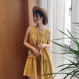 HXJJP Summer Korean Doll Blouse Sleeveless Dress Women Loose Cake DressFemale 210607