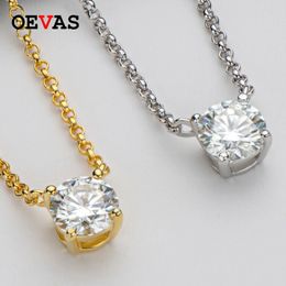 OEVAS Real 1 Colour Moissanite Pendant Necklace 100% 925 Sterling Silver Sparkling Engagement Wedding Party Fine Jewellery