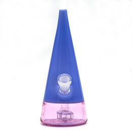 2021 7 inch Colourful Cone Dab Oil Rigs Hookah Showerhead Perc Glass Bong Mountain Climber Steeple Water Pipes Smoking Accessories Bowl