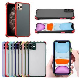 Matte Clear Hard PC Phone Cases Double color skin soft edge airbag frosted anti-fall silicone mobile case for iPhone14 13 12 11 Pro Max XR XS 8 Plus A72 5G A51 A71