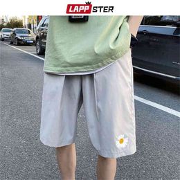 LAPPSTER Korean Fashions Summer Shorts For Men Women Chrysanthemum Colourful Streetwear Thin Sweatshorts Male Kawaii 210806