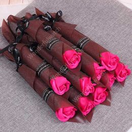 Single Stem Artificial Rose Romantic Valentine Day Wedding Birthday Party Soap Rose Flower Red Pink Blue DAW194