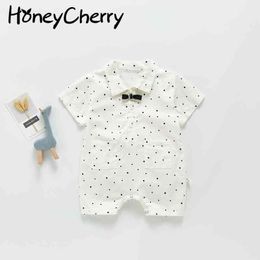 Lato Baby Romper Polka Dot Lapel Jumpsuit Leisure Chłopiec Odzież S 210515