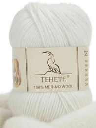 1PC TEHETE 100% Merino Wool Yarn for Knitting 4-Ply Luxury Warm Lightweight Crochet Soft Yarn Y211129