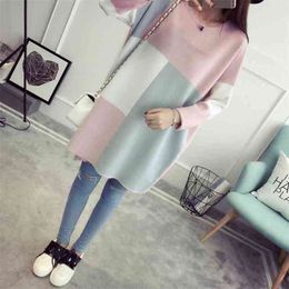 Autumn And Winter Sweater Long Knit Dress Bottoming Shirt Casual Comfortable Home Service 210427