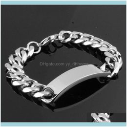 Link, Bracelets Jewelrylink, Chain Width 15Mm Length 8-11 Inch Polished Blank Stainless Steel Sier Colour Bracelet Men Women Fashion Titanium