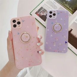 ring holder iphone NZ - Candy color heart glitter ring holder phone cases with kickstand for iPhone 12 11 pro promax X XS Max 7 8 Plus case cover