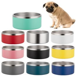 64 oz Pets Bowls Stainless Steel Dog Basin Silicone Mat Pet Basins Feeders Simple Style Dogs Feeder Supplies