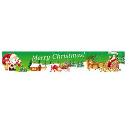 Christmas Decorations Decorate Banners Wall Pull Flag Red Black Lattice Cloth Home Door Hanging 300*50cm Party Supplies Ornaments Backdrops