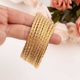 8 Pcs Dubai Gold Bangle Ethiopian Bangle Bracelet Bangle African Women Jewellery Gold Dubai Big Circle Bangles Bracelet Q0717